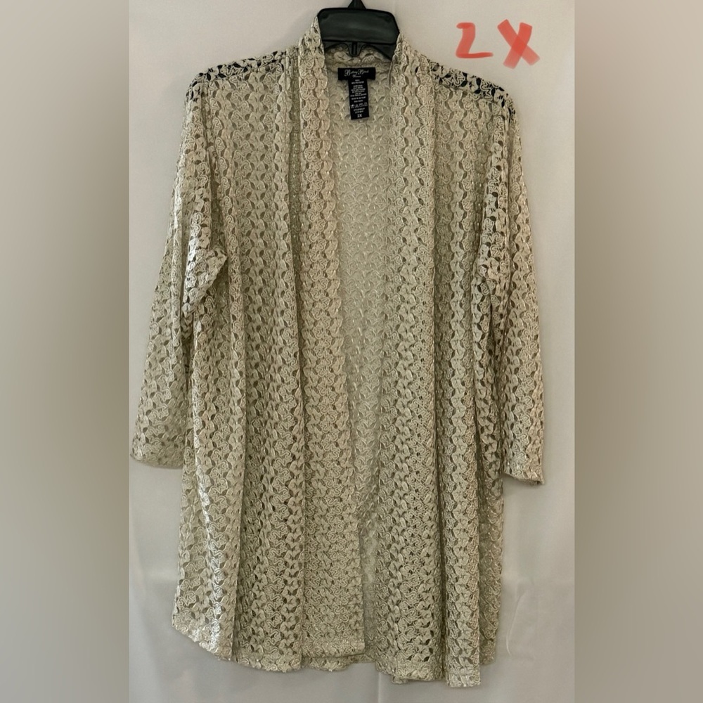 Brittany Black Lace Open-Front Cardigan - Cream